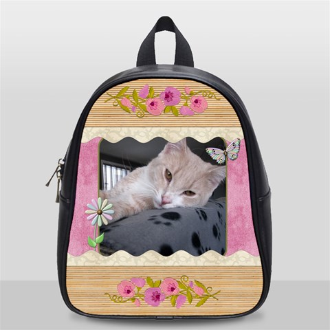 Pretty Pink Floral School Bag (small) By Lil Front