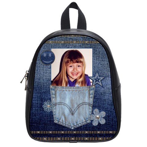 Denim Design School Bag (small) By Lil Front
