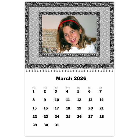 Framed In Silver 2026 Calendar (large Numbers) By Deborah Mar 2026