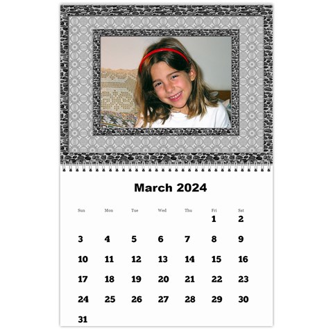 Framed In Silver 2024 Calendar (large Numbers) By Deborah Mar 2024