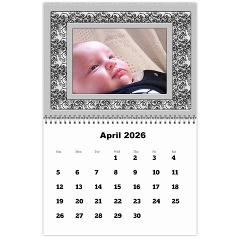 Framed In Silver 2026 Calendar (large Numbers) By Deborah Apr 2026