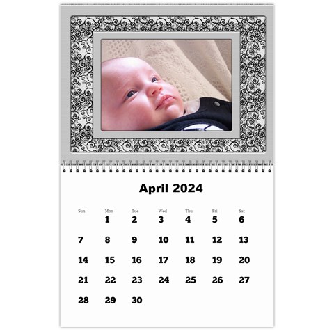 Framed In Silver 2024 Calendar (large Numbers) By Deborah Apr 2024