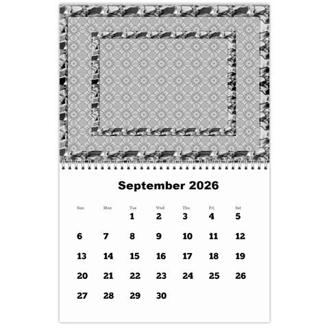 Framed In Silver 2026 Calendar (large Numbers) By Deborah Sep 2026