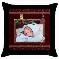 Christmas Angel Throw Pillow Case - Throw Pillow Case (Black)