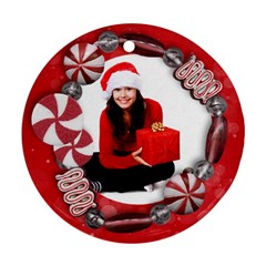 Candy Cane/ornament/christmas-Round ornament (2 sides) - Round Ornament (Two Sides)