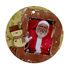 Shabby Christmas/snowman/angel-round ornament (2 sides) - Round Ornament (Two Sides)