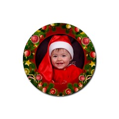 Merry Christmas Coaster - Rubber Coaster (Round)