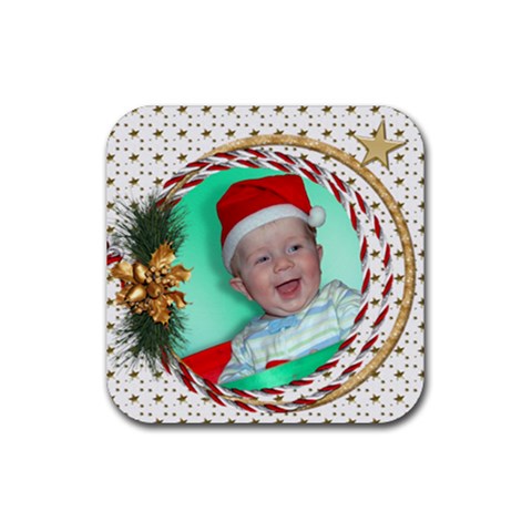 Christmas Wreath Square Coaster By Deborah Front