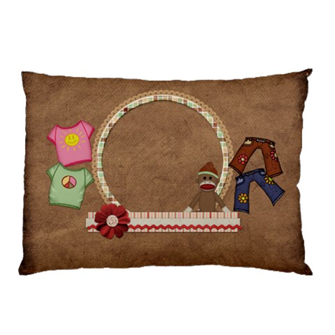Sock Monkey Love 2 Sided Pillow Case 1 By Lisa Minor Front