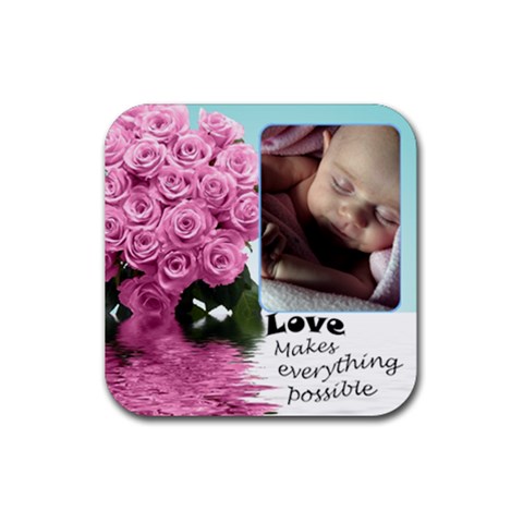 Pink Roses Love Coaster By Deborah Front