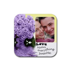 mauve roses love coaster - Rubber Coaster (Square)