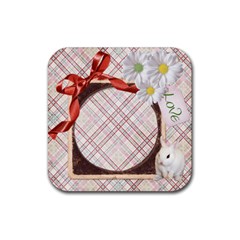 coaster bunny love - Rubber Coaster (Square)