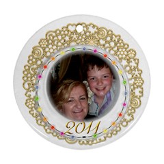 Gold Fillagree Festive Lights 2 sided 2011 ornament - Round Ornament (Two Sides)