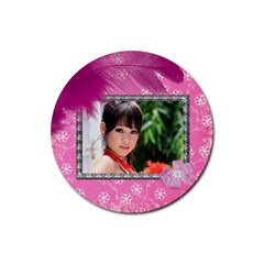 Saucy in Pink coaster - Rubber Coaster (Round)