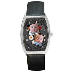 Black Swirl Barrel Style Watch - Barrel Style Metal Watch