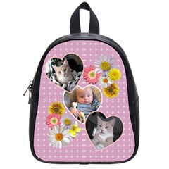 Pink Flowers Small School Bag - School Bag (Small) Pink Flowers Small School Bag - School Bag (Small)