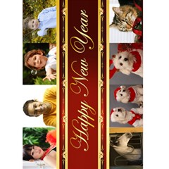 8 Photo Happy New Year Card 5x7 (red) - Greeting Card 5 x 7 8 Photo Happy New Year Card 5x7 (red) - Greeting Card 5 x 7