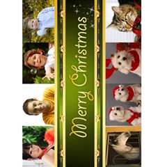 8 Picture Merry Christmas Card 5x7 (green) - Greeting Card 5  x 7 