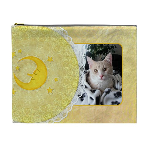 Yellow Moon Xl Cosmetic Bag By Lil Front