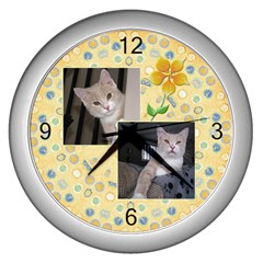 Pretty Yellow Wall Clock - Wall Clock (Silver)