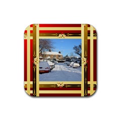 Checked square coaster - Rubber Coaster (Square)