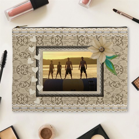 Pretty Taupe Xl Cosmetic Bag By Lil Front