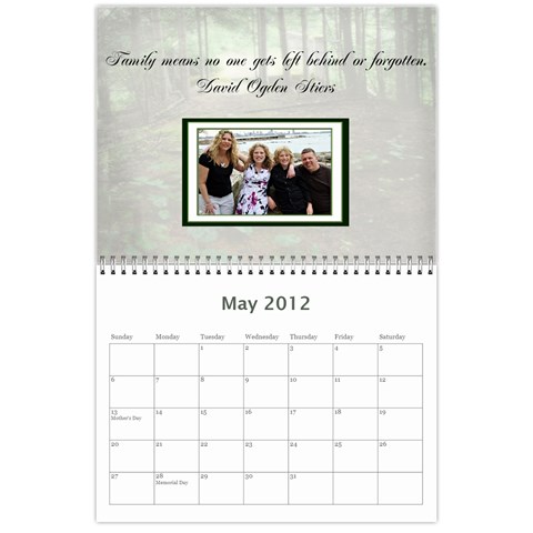 Family Calendar By Patricia W May 2012