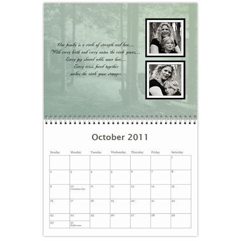 Family Calendar By Patricia W Oct 2011