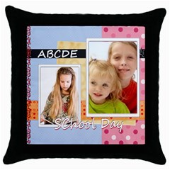 back to school - Throw Pillow Case (Black)