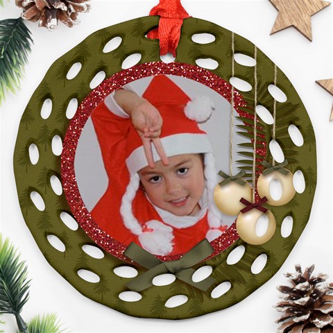 Ornament (round Filigree): Christmas12 By Jennyl Front