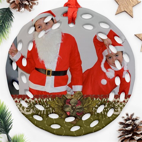 Ornament (round Filigree): Christmas13 By Jennyl Front