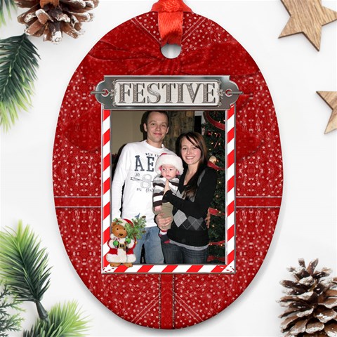 Festive Oval Ornament By Lil Front