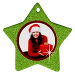 Red & Green glitter star ornament-2 sides - Star Ornament (Two Sides)