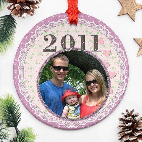 Pretty 2011 Round Ornament By Lil Front