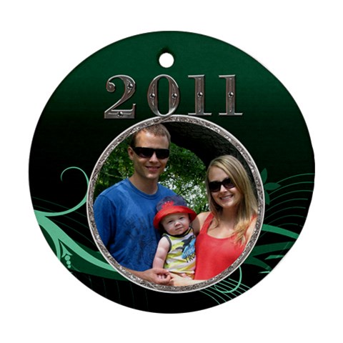 Green 2011 Round Ornament By Lil Front