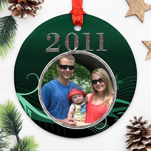 Green 2011 Round Ornament By Lil Front