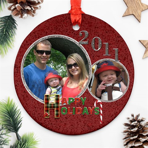 Happy Holidays 2024 Round Ornament By Lil Front
