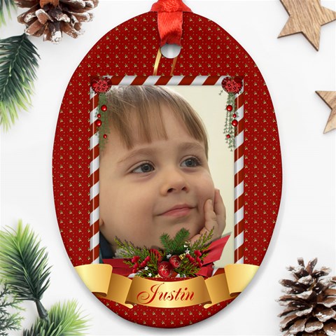 Christmas Ornament Oval 1 By Deborah Front