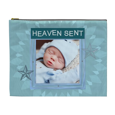 Heaven Sent Blue Xl Cosmetic Bag By Lil Front