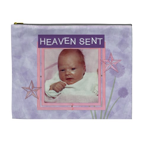 Heaven Sent Purple And Pink Xl Cosmetic Bag By Lil Front