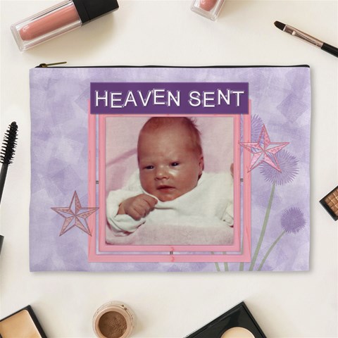 Heaven Sent Purple And Pink Xl Cosmetic Bag By Lil Front