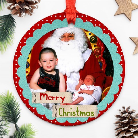 Merry Christmas Ornament By Sarah Evans Front