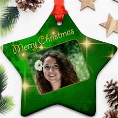 Merry Christmas Green Star - Ornament (Star)