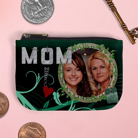 Mom Green Mini Coin Purse By Lil Front