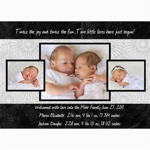 Twins 2 By Stacie Mehr 7 x5  Photo Card - 1