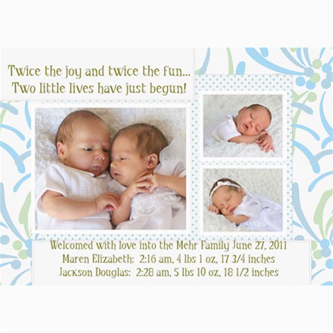 Twins 2 By Stacie Mehr 7 x5  Photo Card - 4