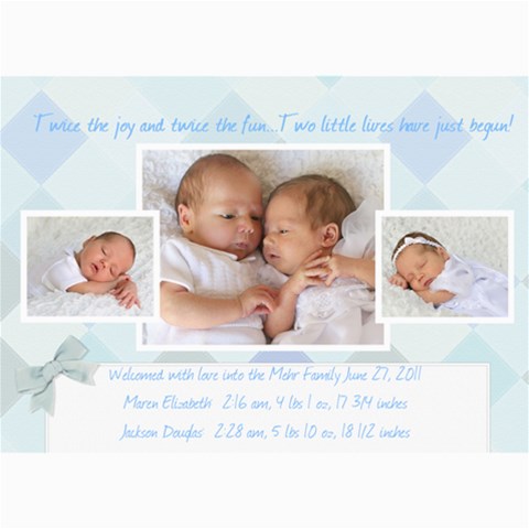 Twins 2 By Stacie Mehr 7 x5  Photo Card - 5