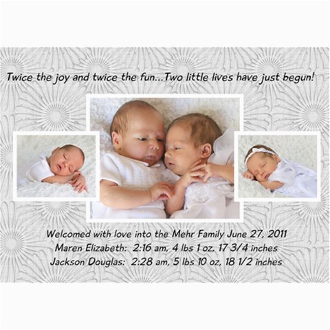 Twins 2 By Stacie Mehr 7 x5  Photo Card - 6