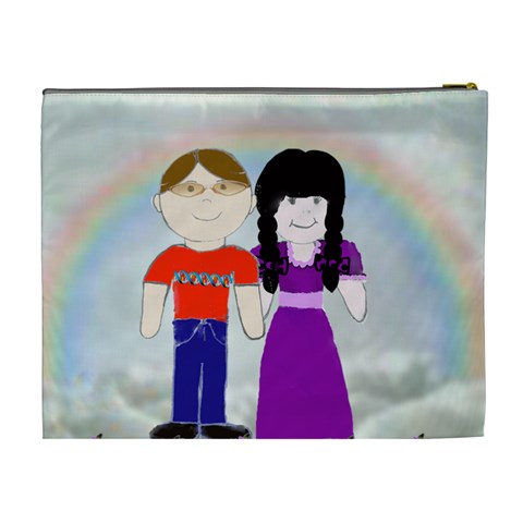 Cute Couple Cosmetic Bag Lg By Kim Blair Back