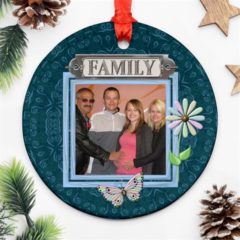 Family Round Ornament By Lil Front